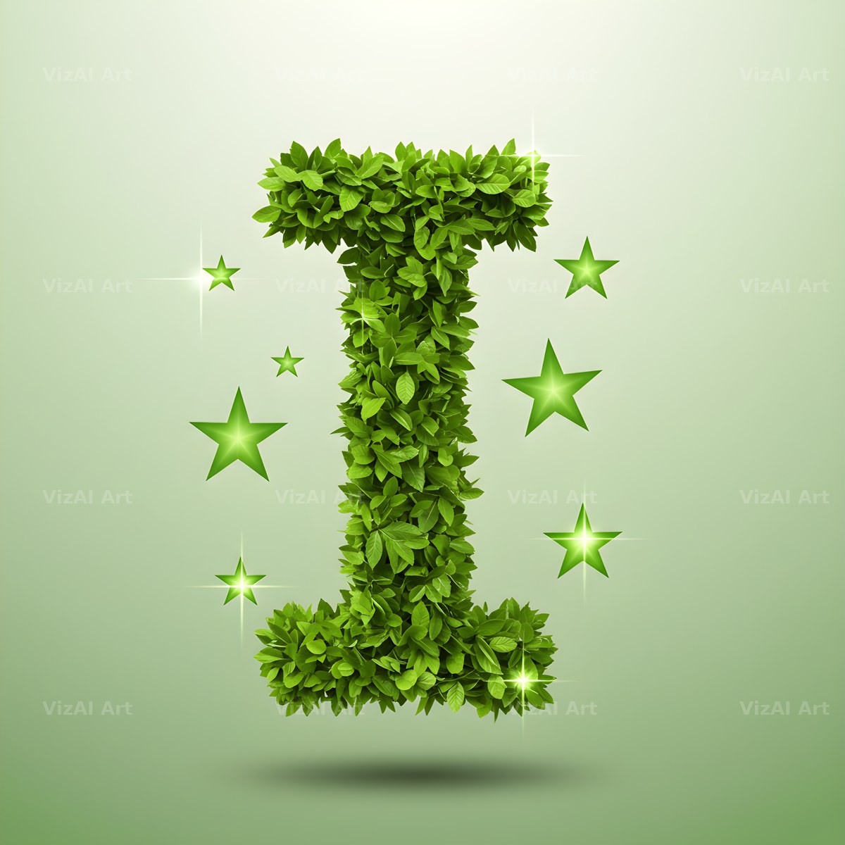 Emerald Sparkle Hedge alphabet letter I