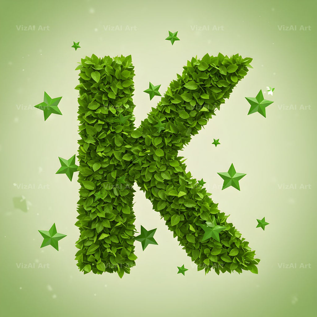 Emerald Sparkle Hedge alphabet letter K