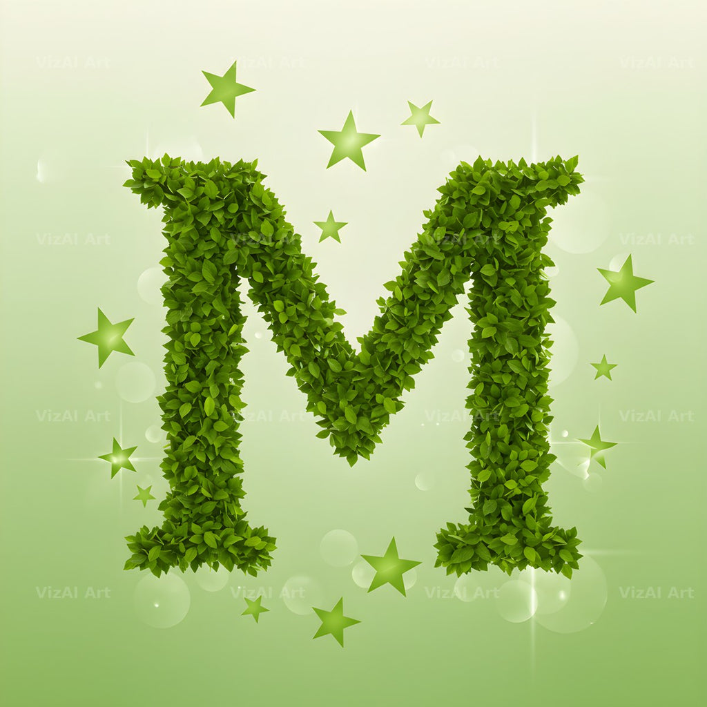 Emerald Sparkle Hedge alphabet letter M