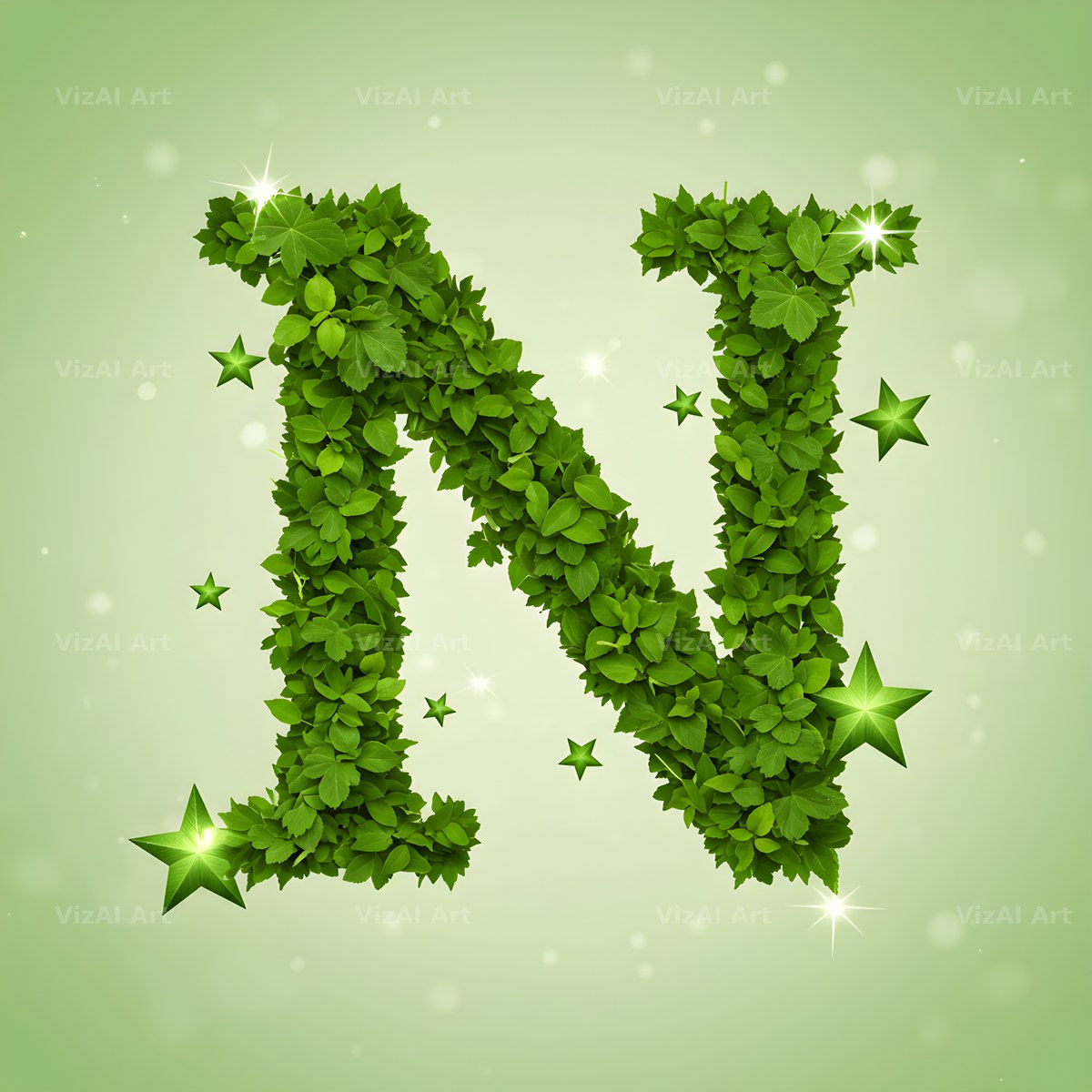 Emerald Sparkle Hedge alphabet letter N