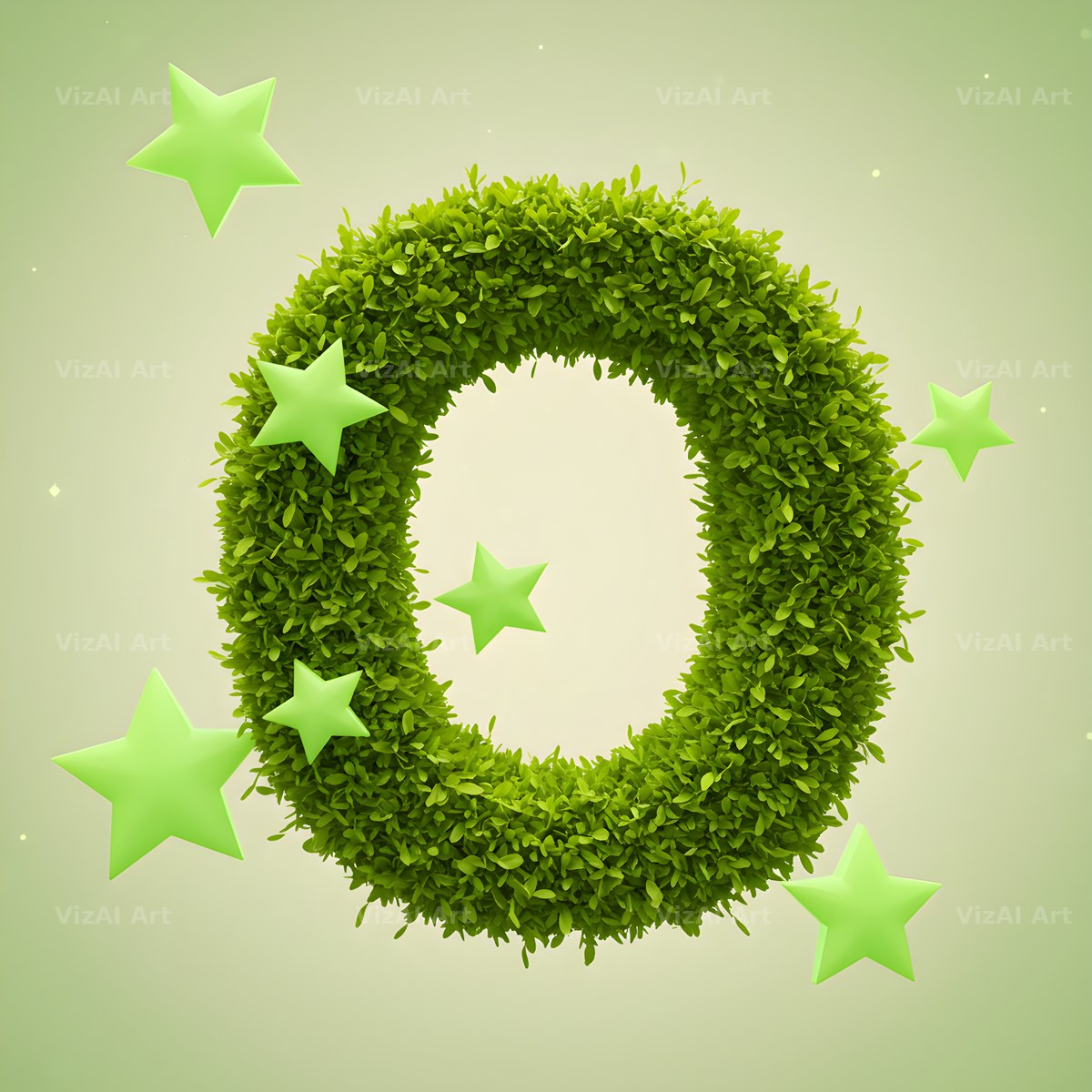 Emerald Sparkle Hedge alphabet letter O
