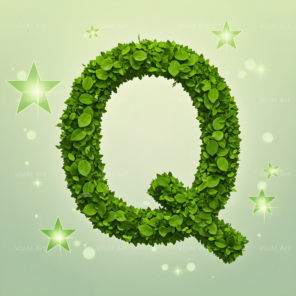 Emerald Sparkle Hedge alphabet letter Q