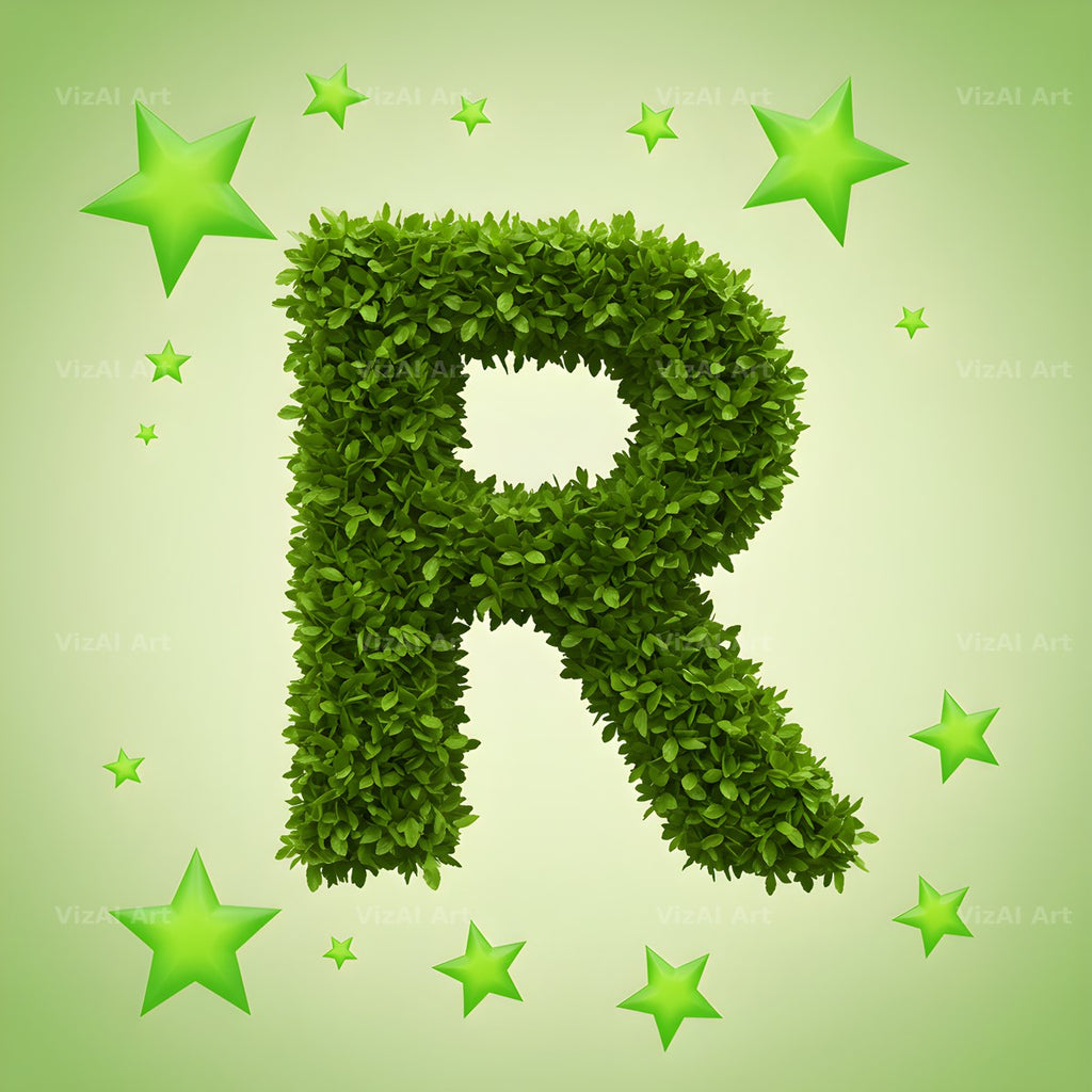 Emerald Sparkle Hedge alphabet letter R