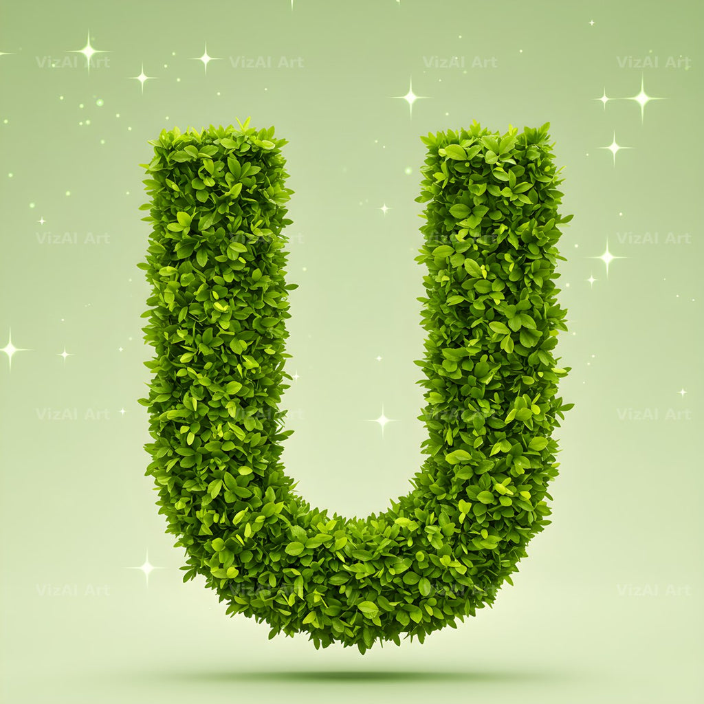 Emerald Sparkle Hedge alphabet letter U