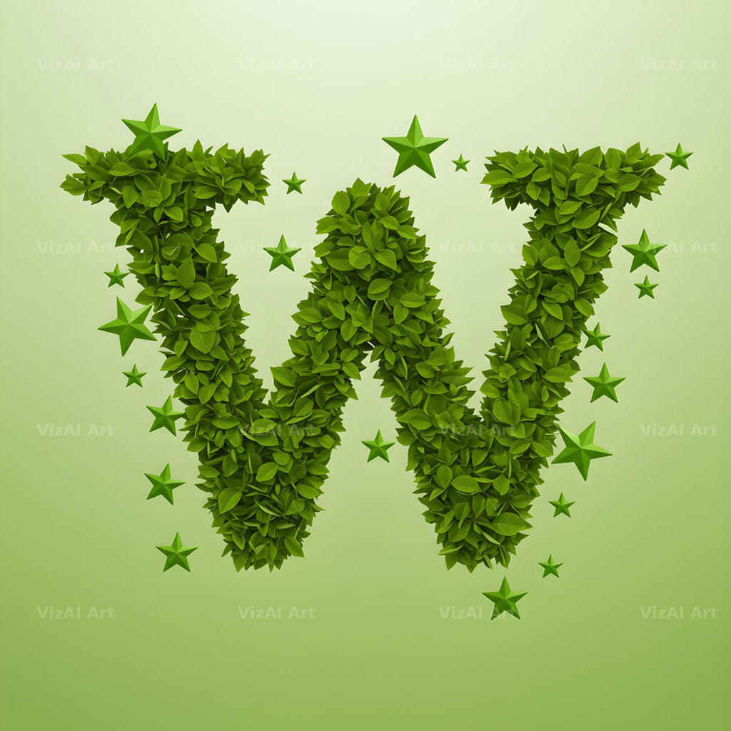 Emerald Sparkle Hedge alphabet letter W