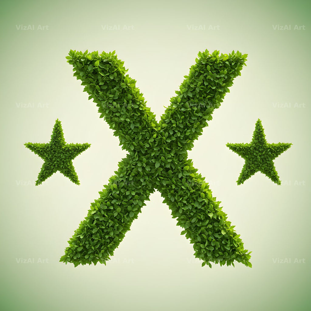 Emerald Sparkle Hedge alphabet letter X