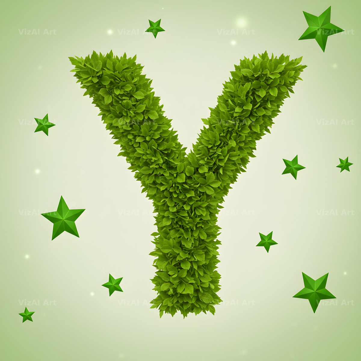 Emerald Sparkle Hedge alphabet letter Y