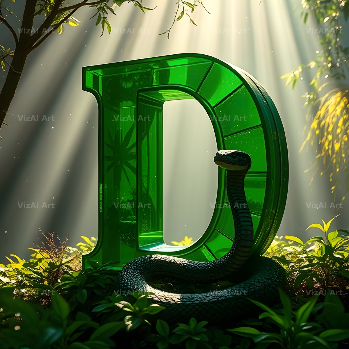 Emerald Serpent alphabet letter D