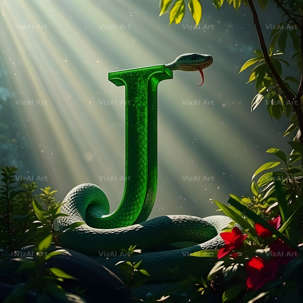 Emerald Serpent alphabet letter J