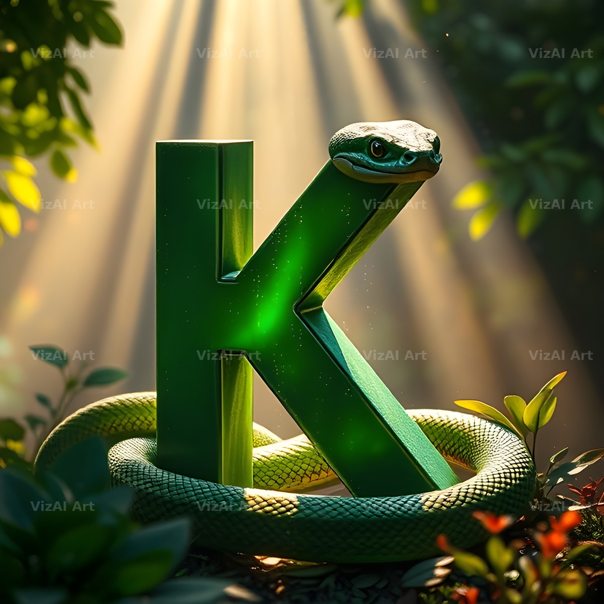 Emerald Serpent alphabet letter K