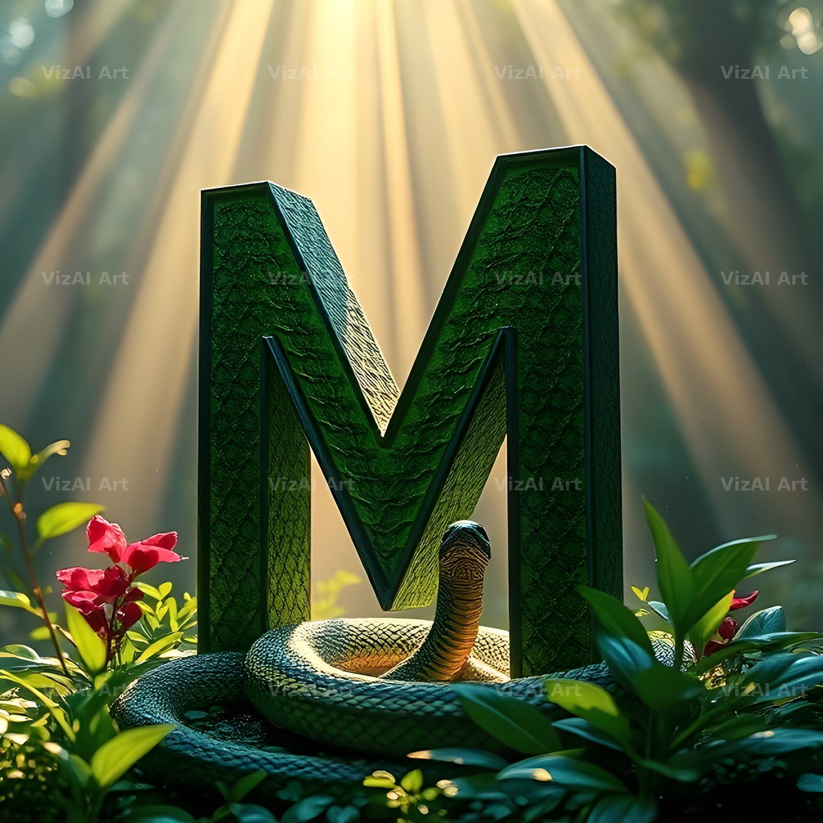 Emerald Serpent alphabet letter M
