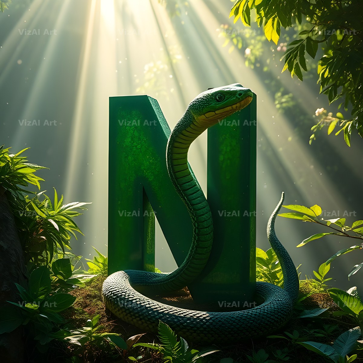 Emerald Serpent alphabet letter N