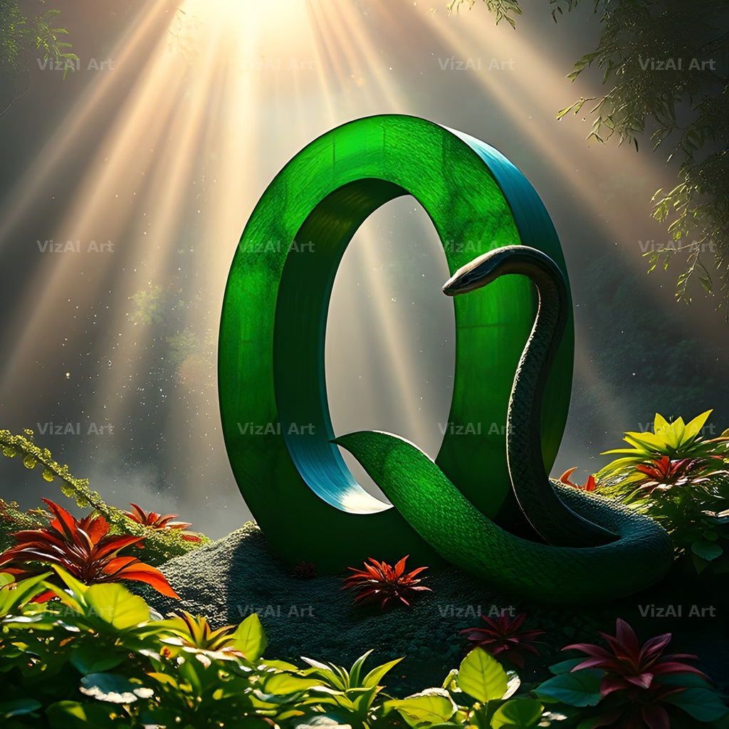 Emerald Serpent alphabet letter Q