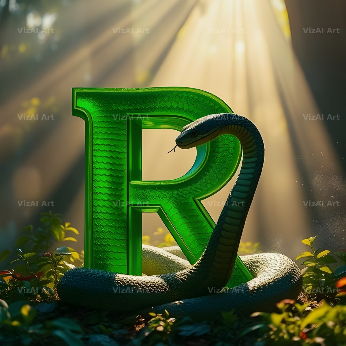 Emerald Serpent alphabet letter R