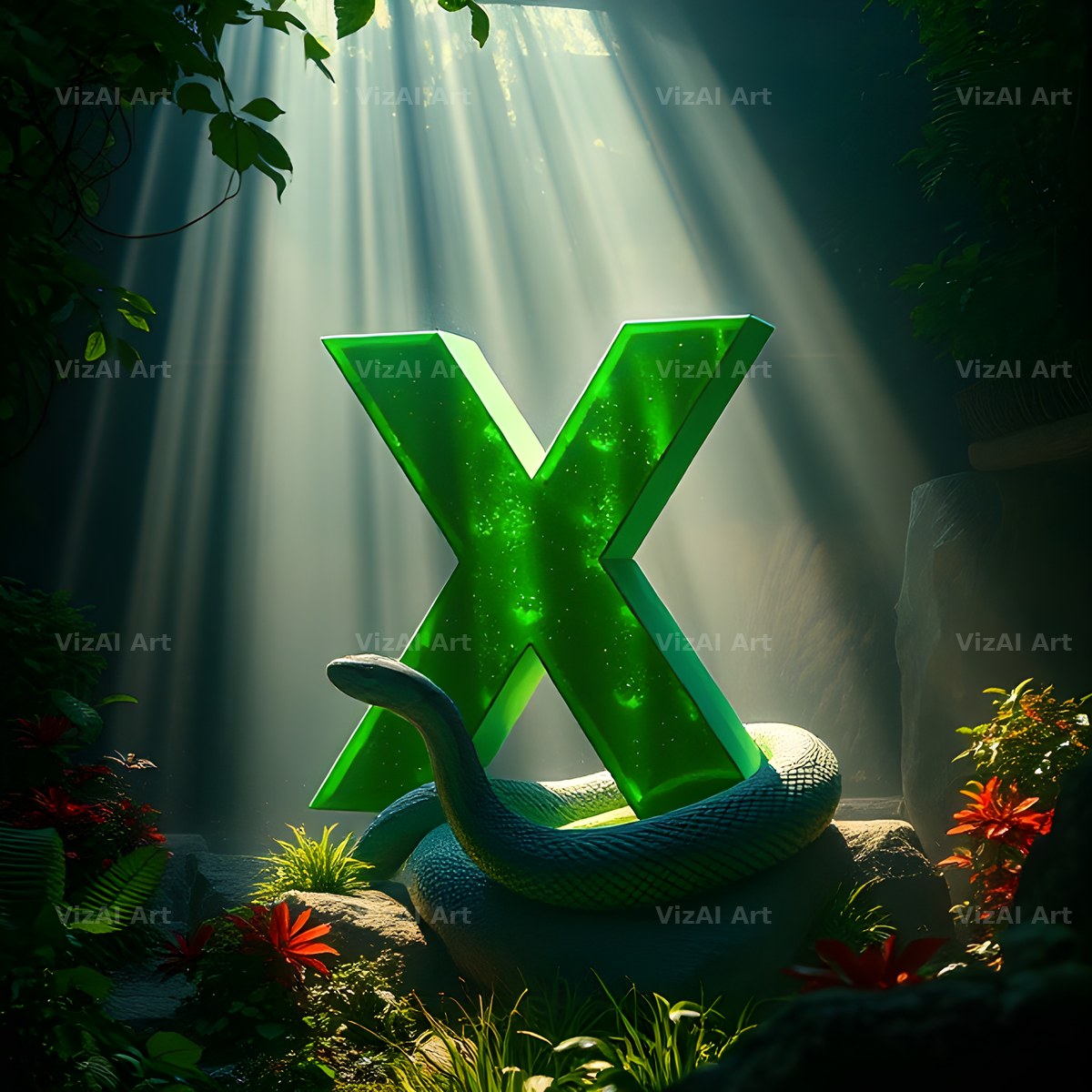 Emerald Serpent alphabet letter X
