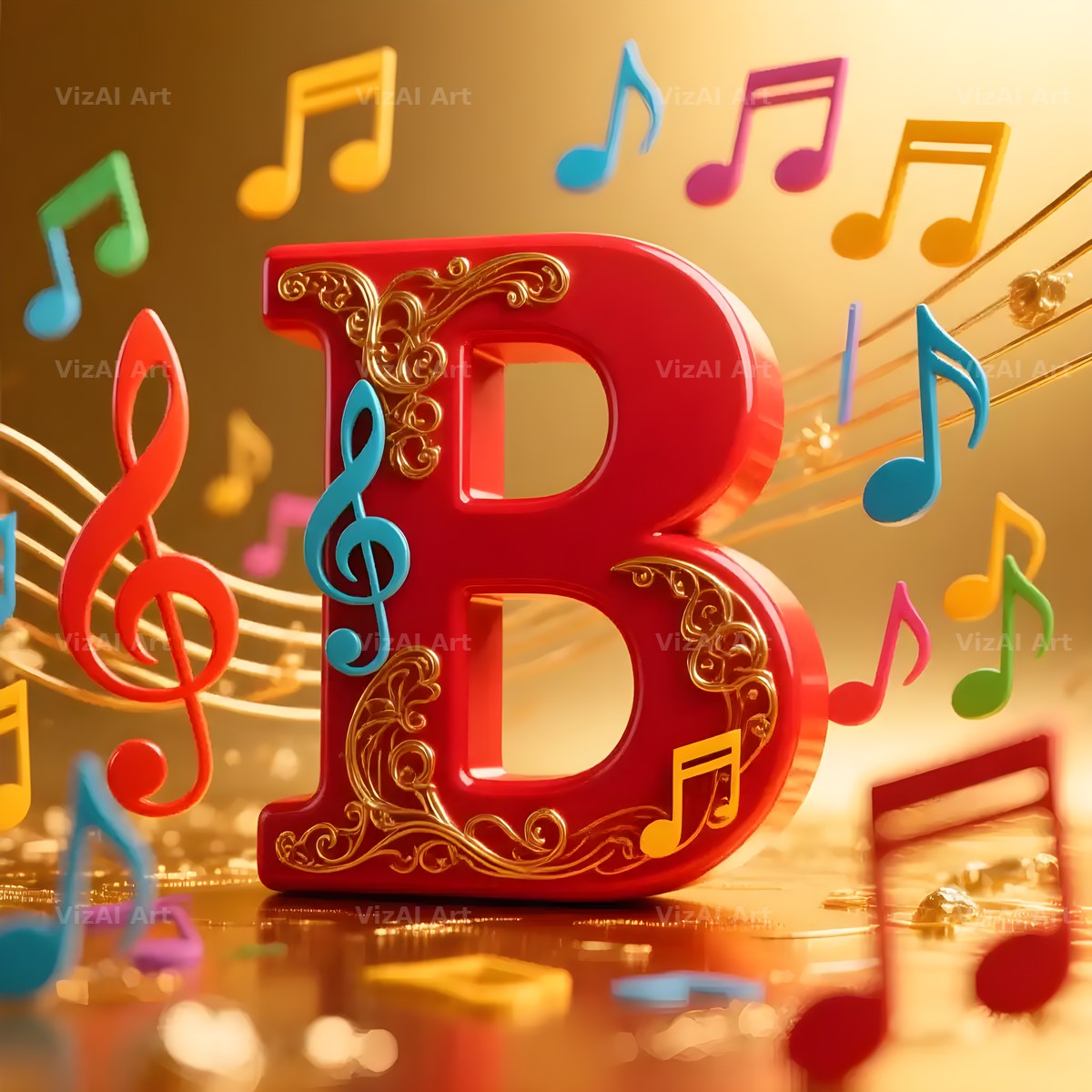 Red Note Fanfare alphabet letter B