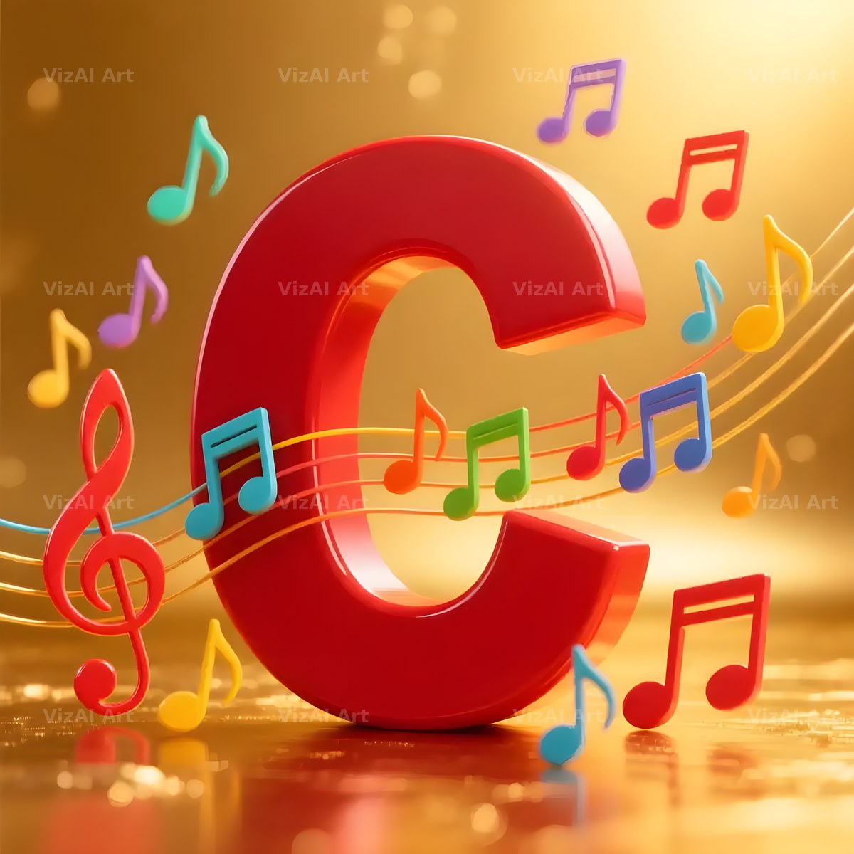 Red Note Fanfare alphabet letter C