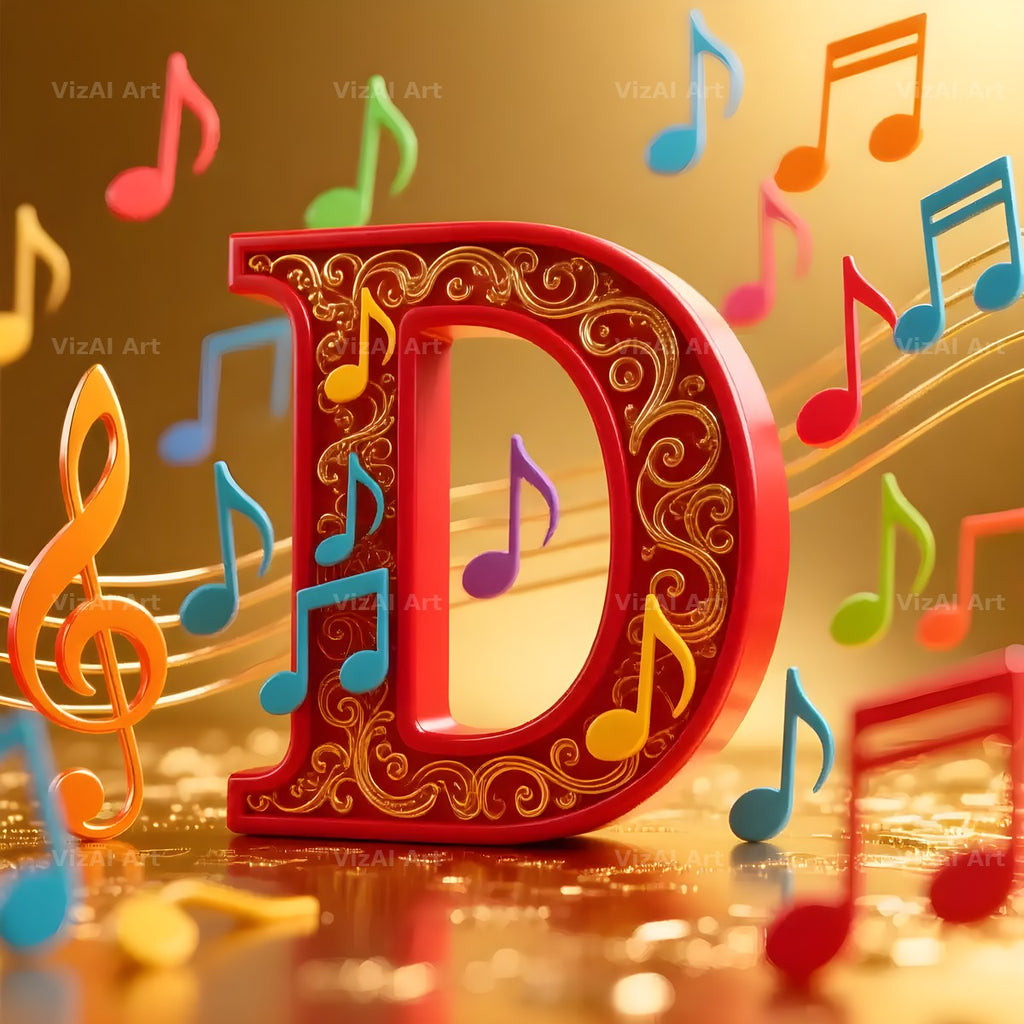 Red Note Fanfare alphabet letter D