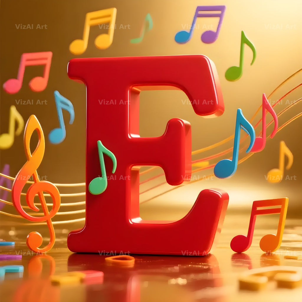 Red Note Fanfare alphabet letter E