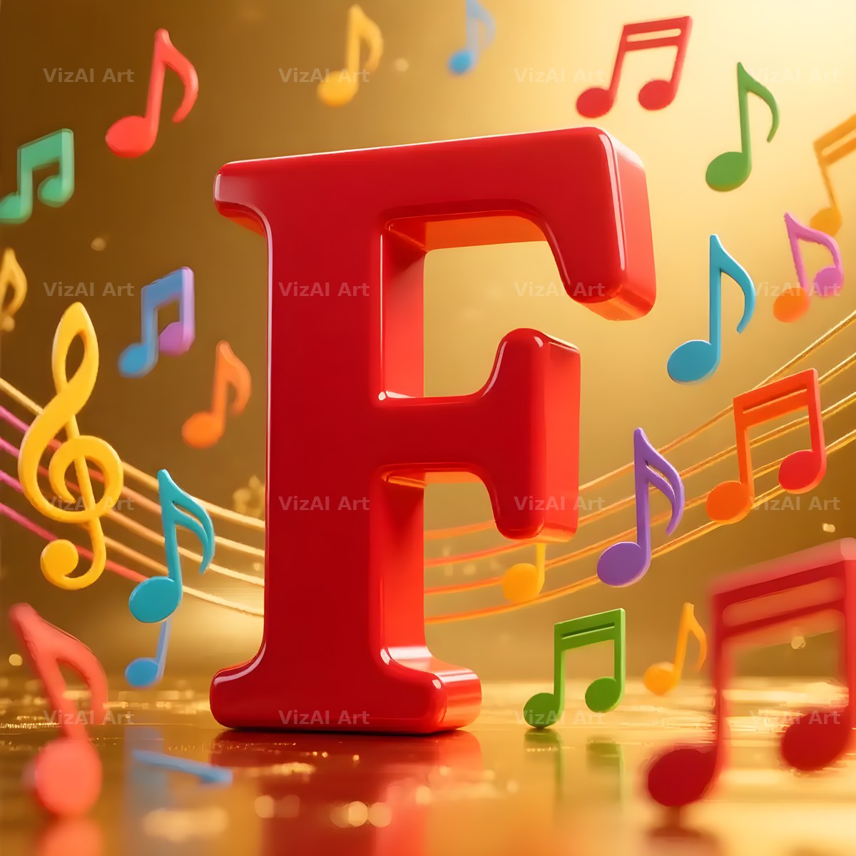 Red Note Fanfare alphabet letter F