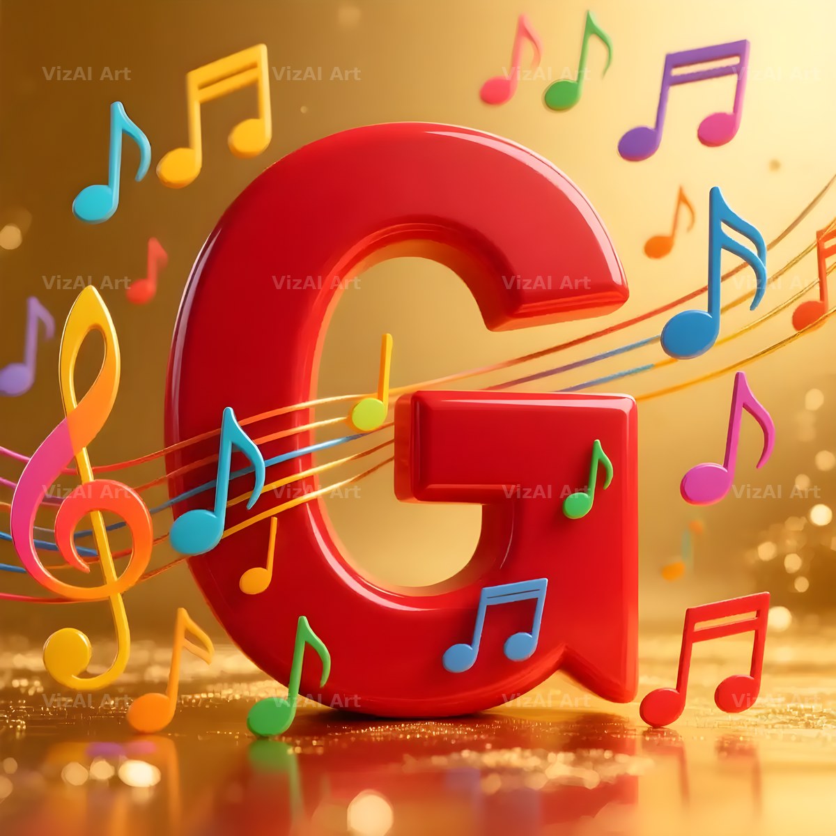Red Note Fanfare alphabet letter G