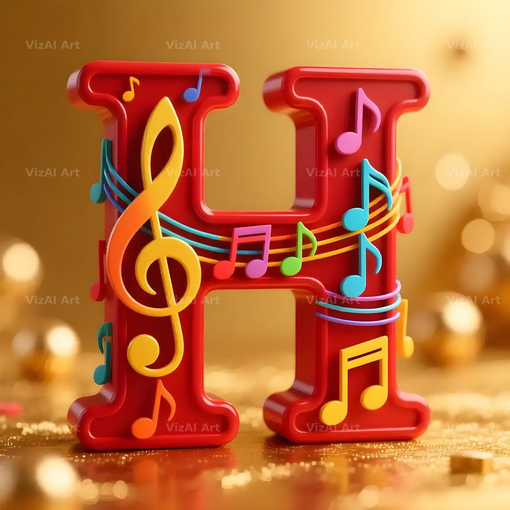 Red Note Fanfare alphabet letter H