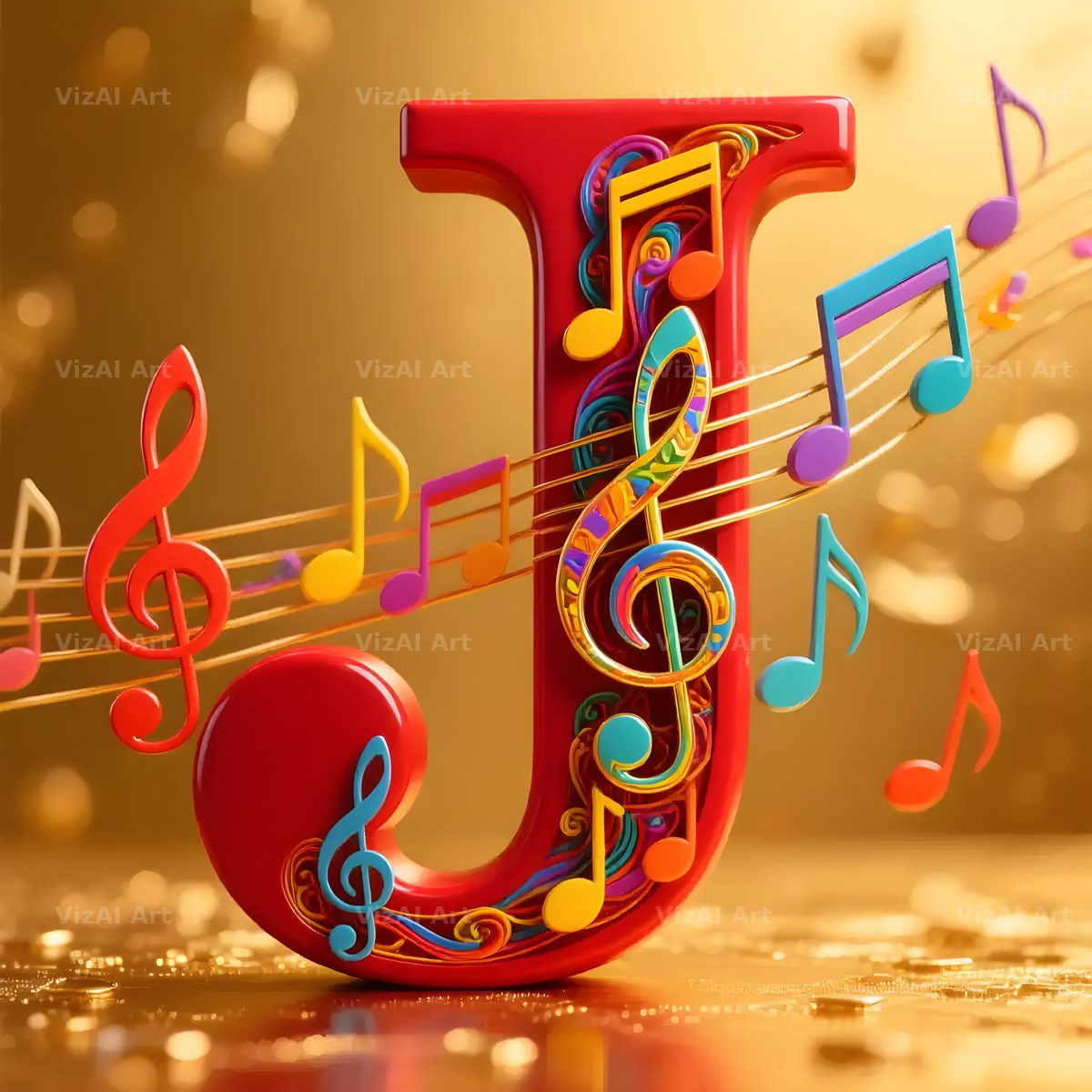 Red Note Fanfare alphabet letter J