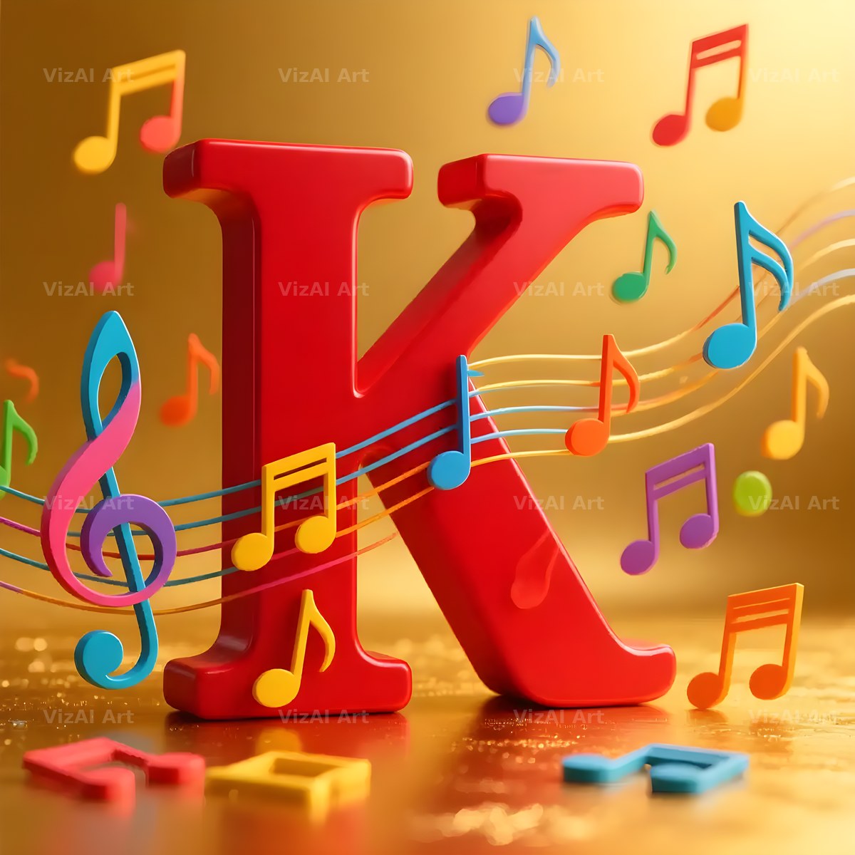Red Note Fanfare alphabet letter K