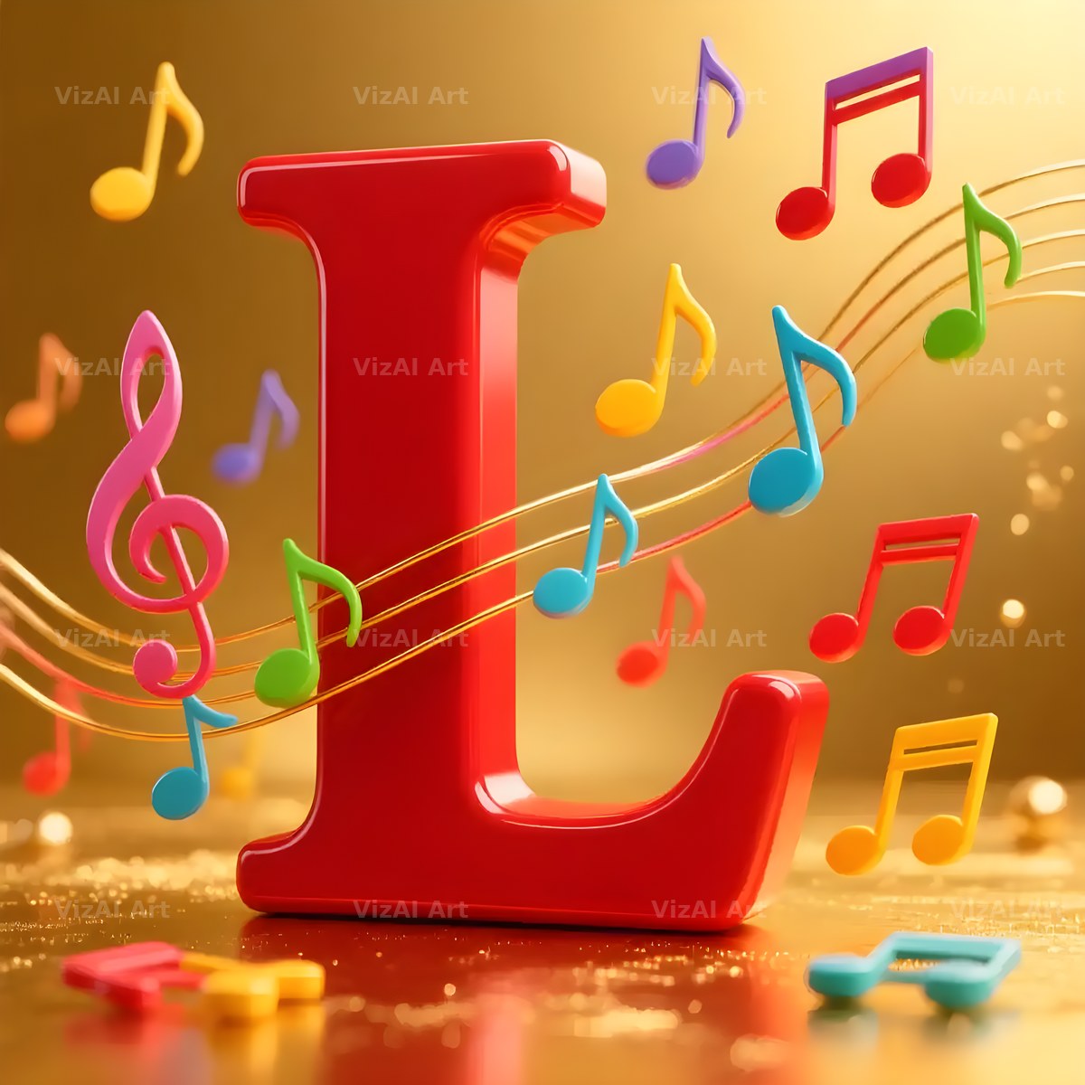 Red Note Fanfare alphabet letter L