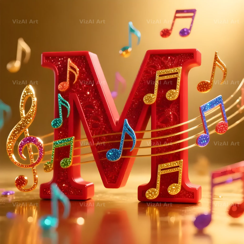 Red Note Fanfare alphabet letter M