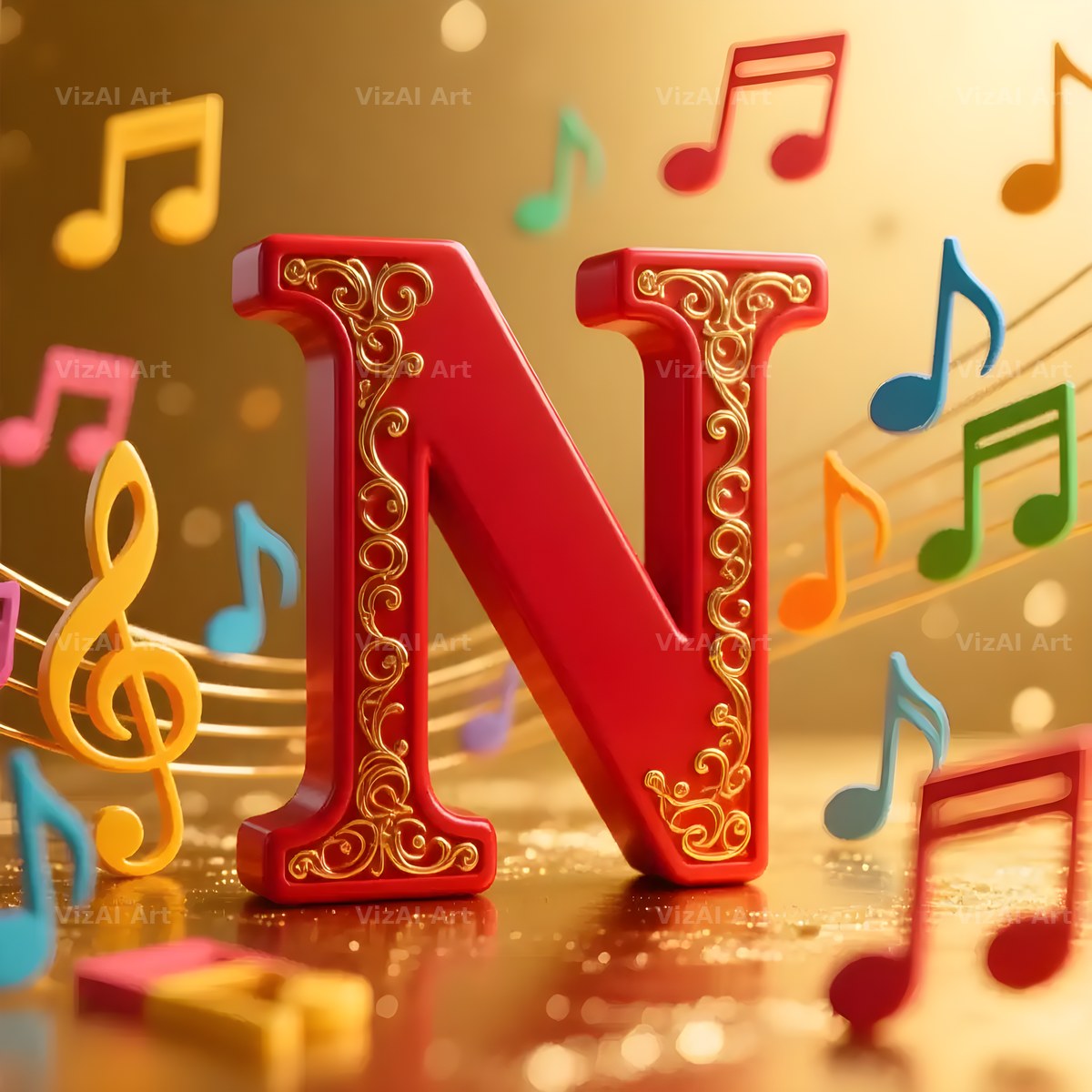Red Note Fanfare alphabet letter N