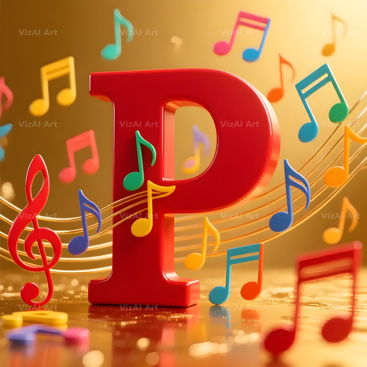Red Note Fanfare alphabet letter P
