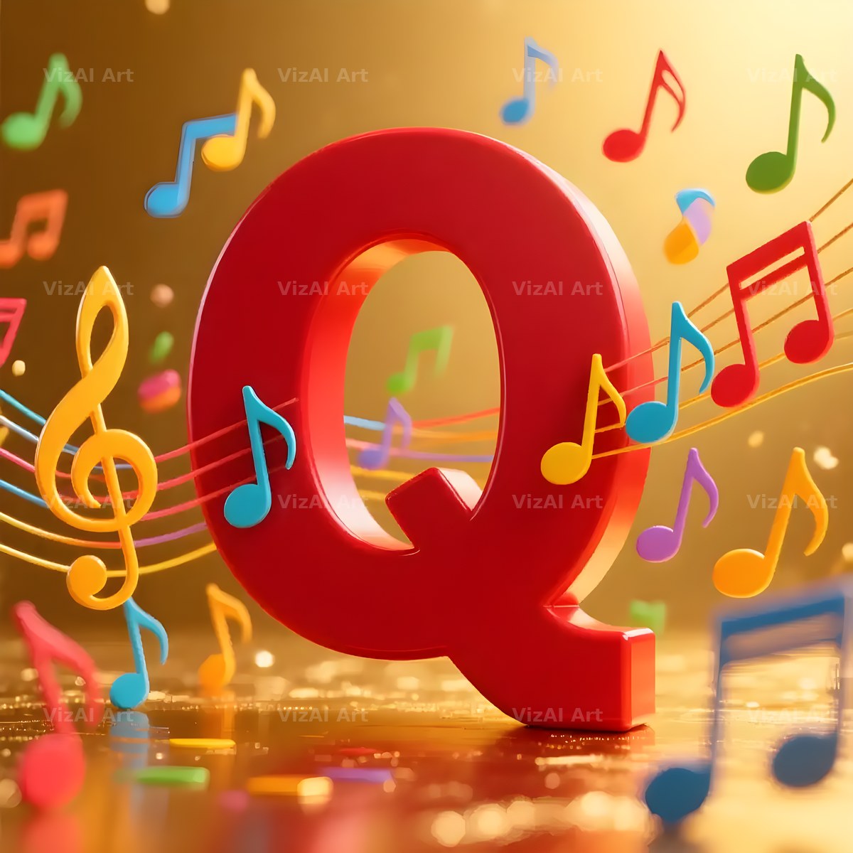 Red Note Fanfare alphabet letter Q