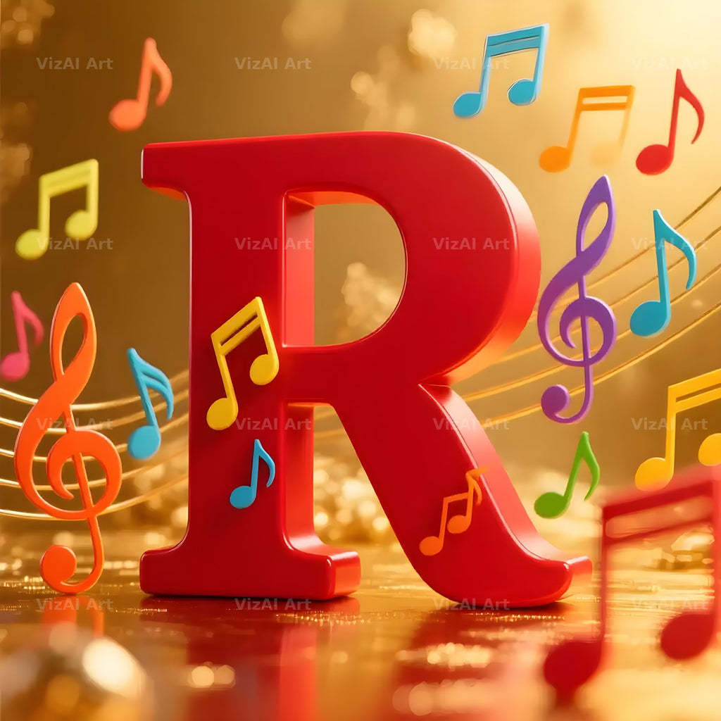 Red Note Fanfare alphabet letter R