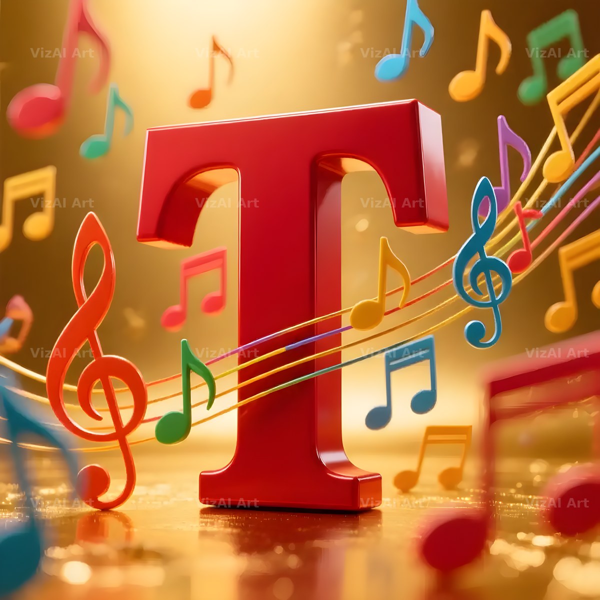Red Note Fanfare alphabet letter T