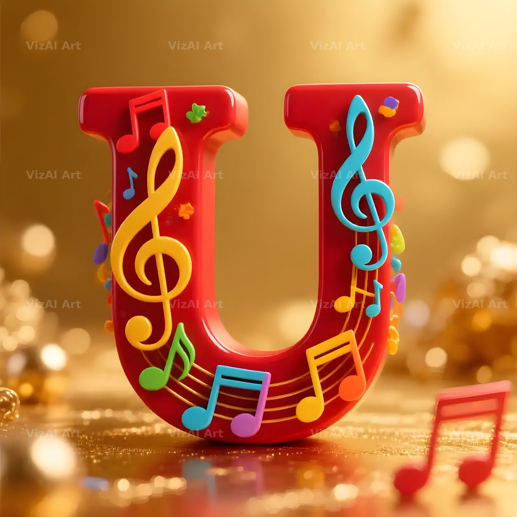 Red Note Fanfare alphabet letter U