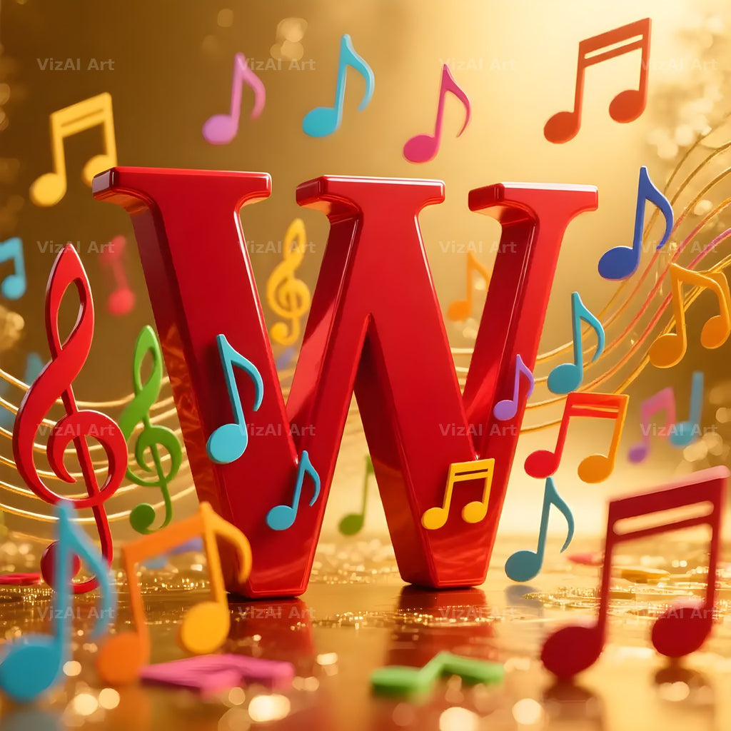 Red Note Fanfare alphabet letter W