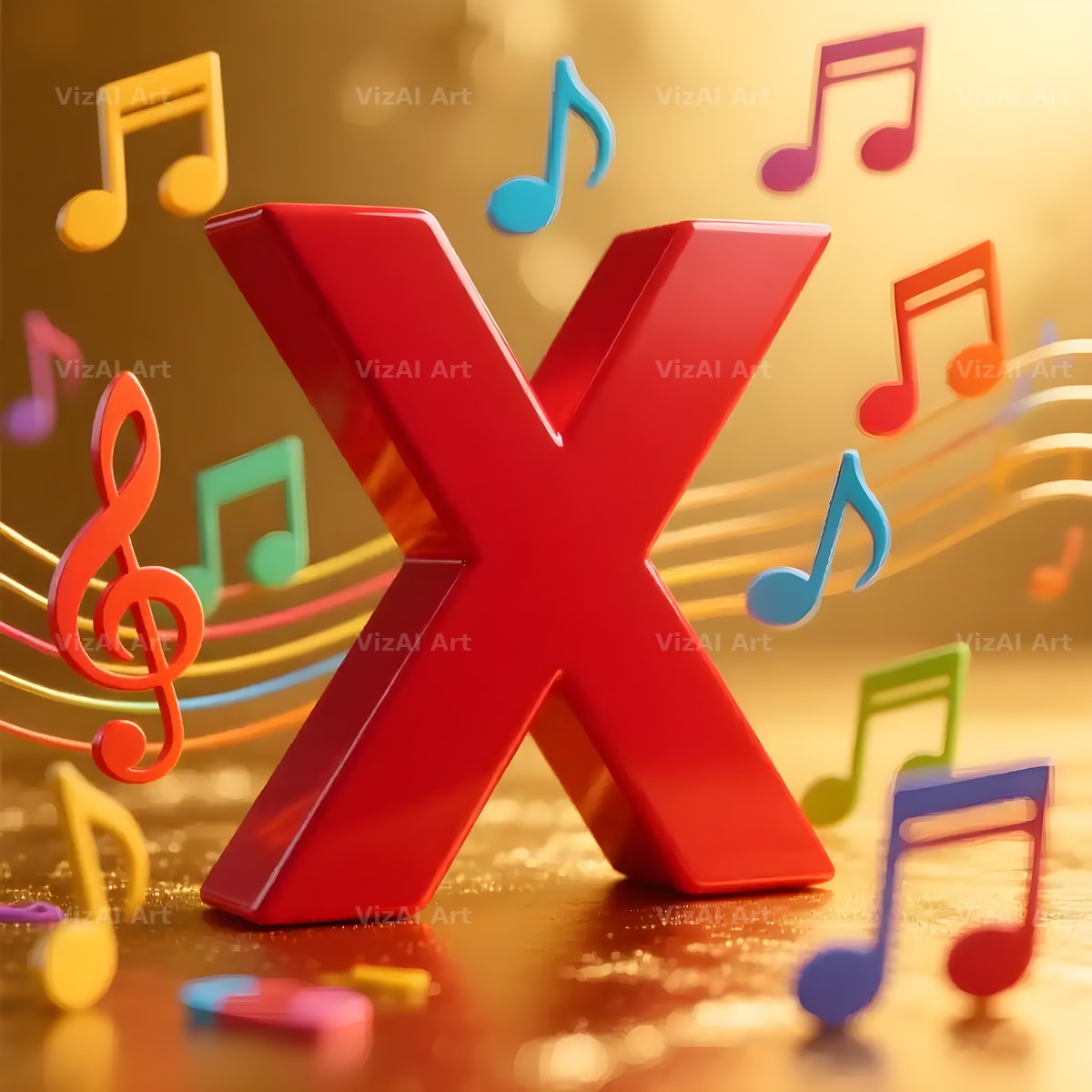 Red Note Fanfare alphabet letter X