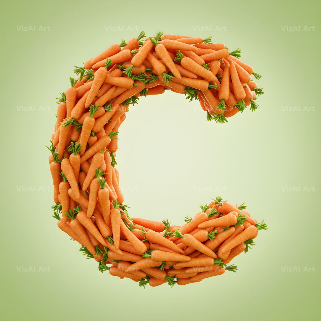 Fresh Carrot Bunch alphabet letter C