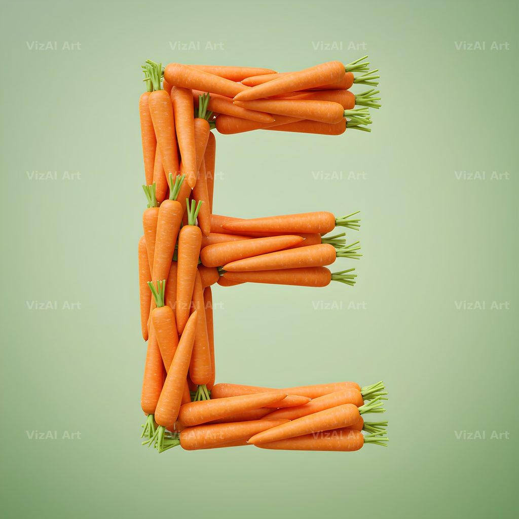 Fresh Carrot Bunch alphabet letter E