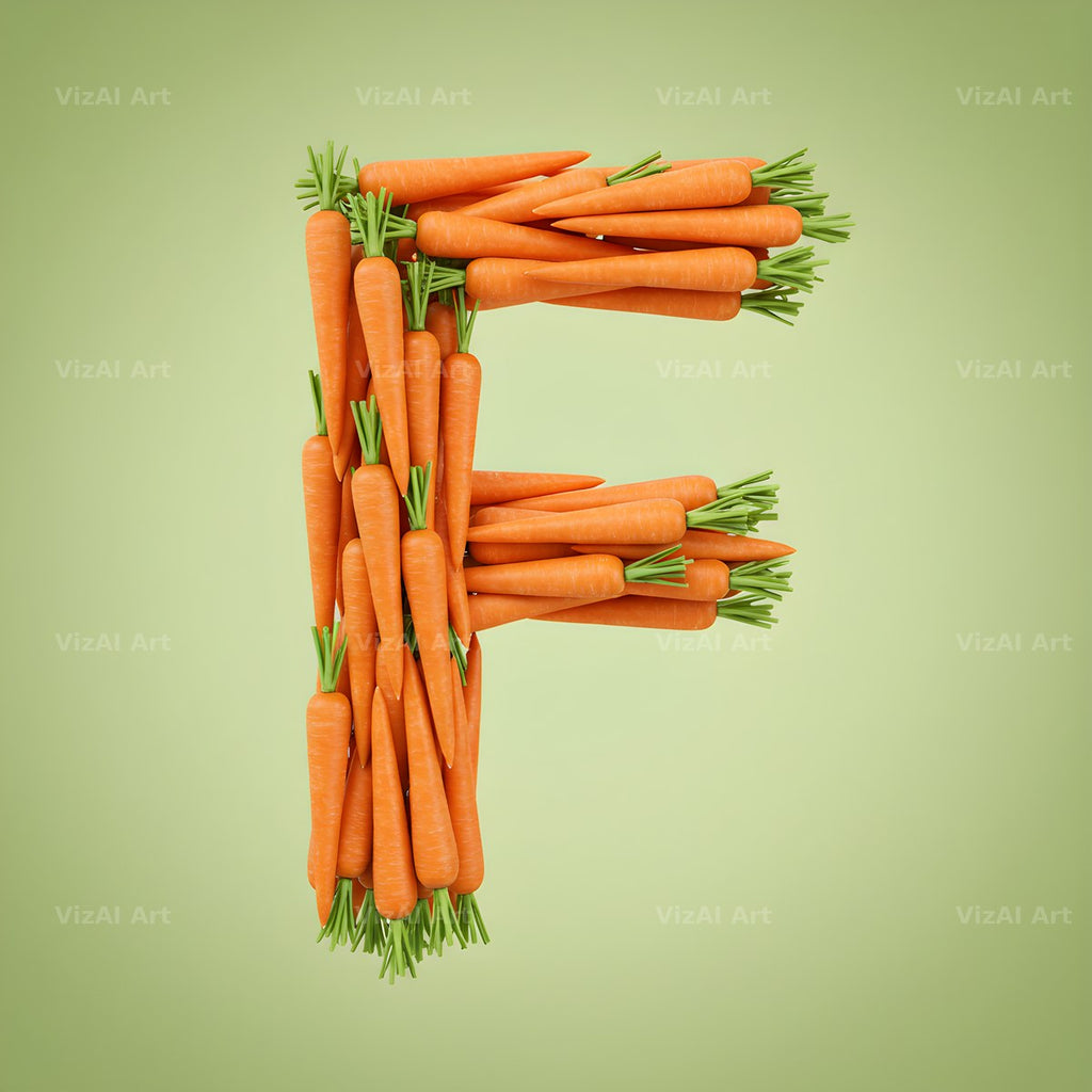 Fresh Carrot Bunch alphabet letter F