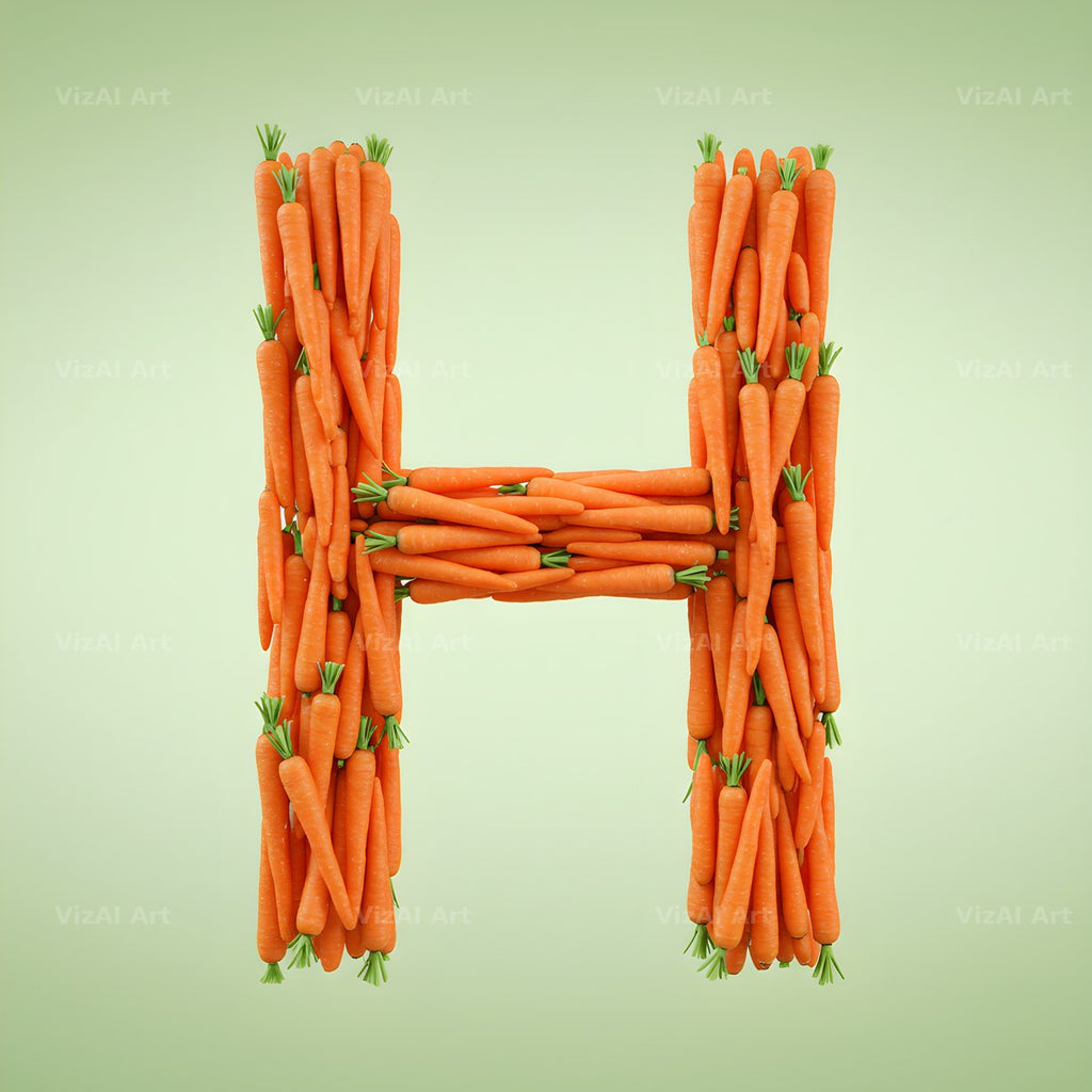 Fresh Carrot Bunch alphabet letter H