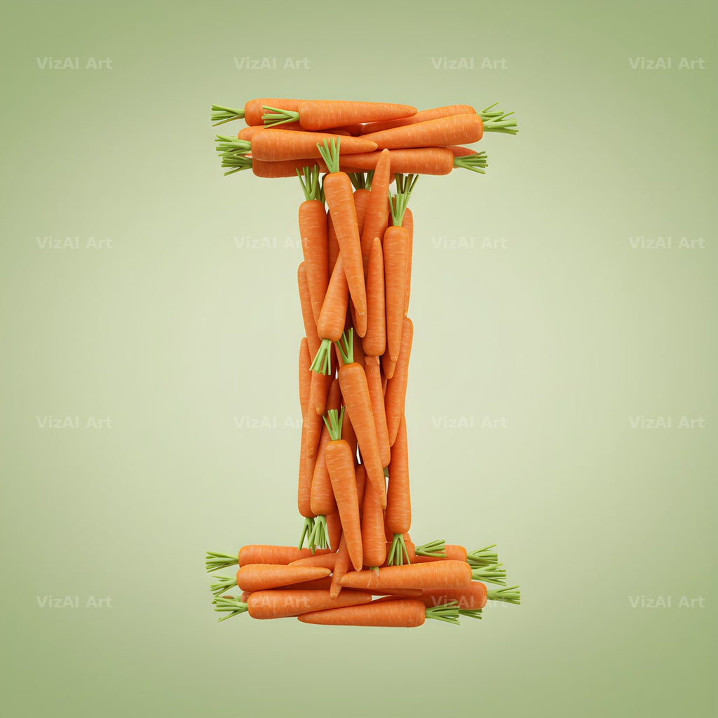 Fresh Carrot Bunch alphabet letter I
