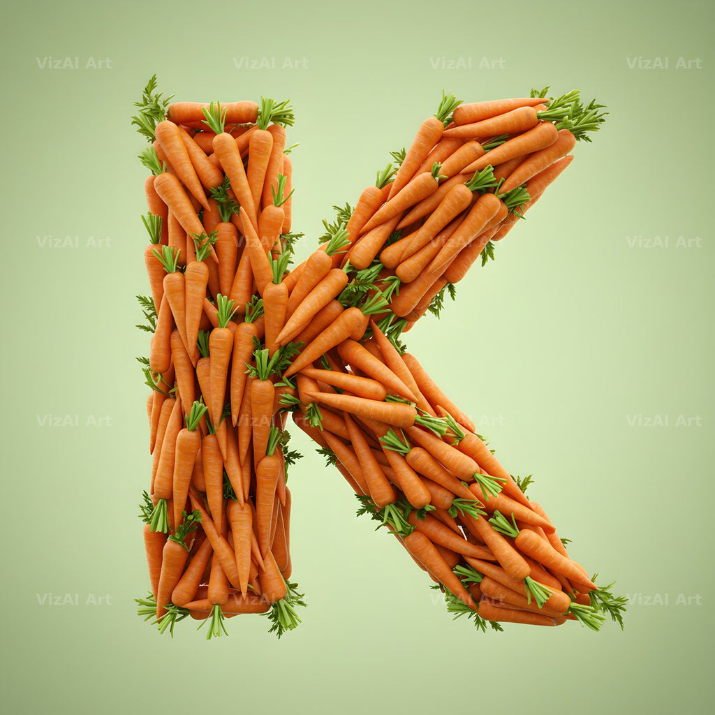 Fresh Carrot Bunch alphabet letter K