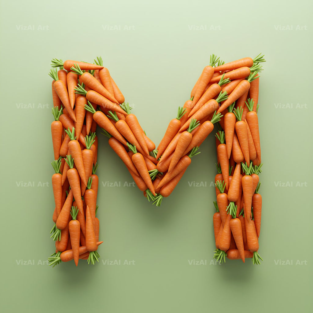 Fresh Carrot Bunch alphabet letter M