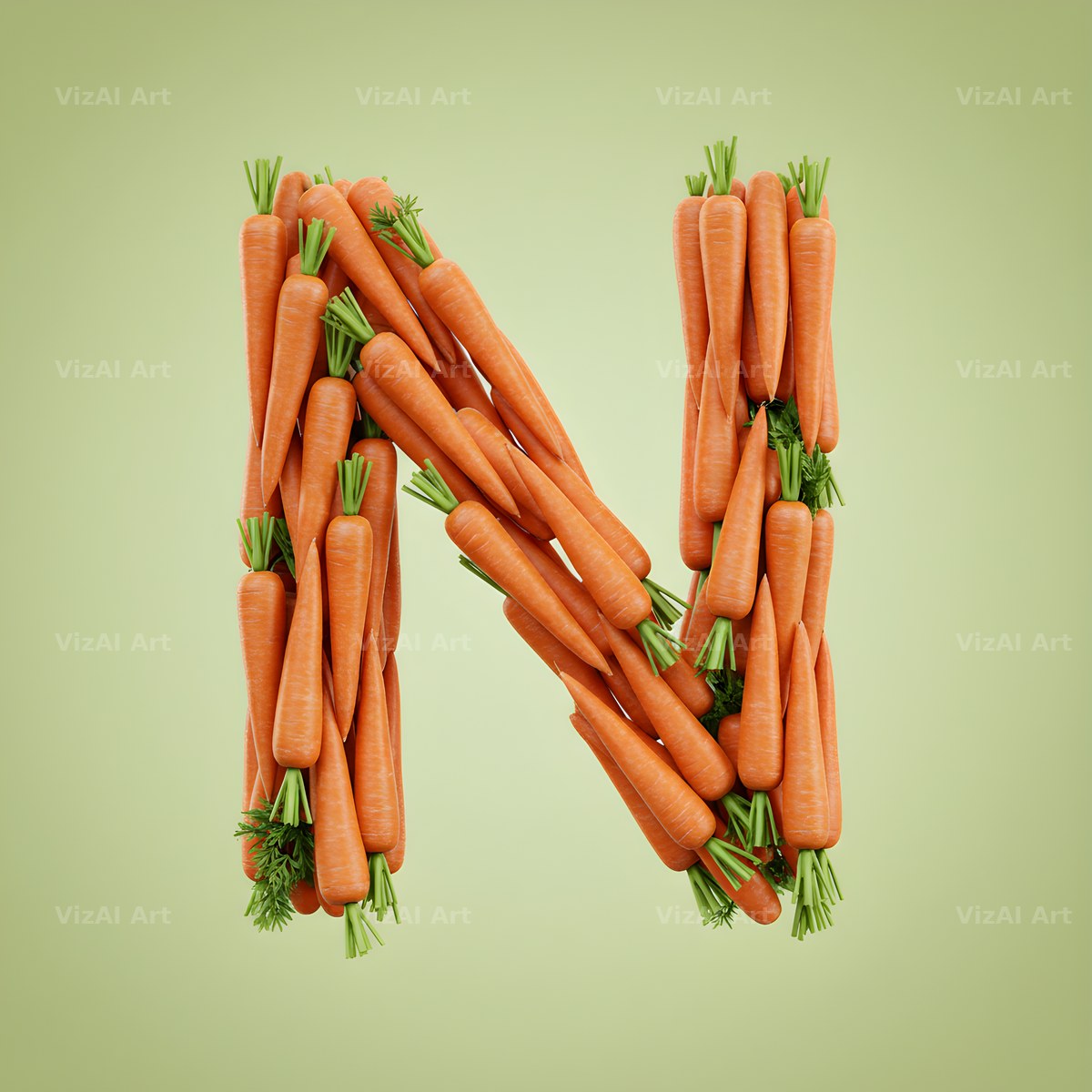 Fresh Carrot Bunch alphabet letter N