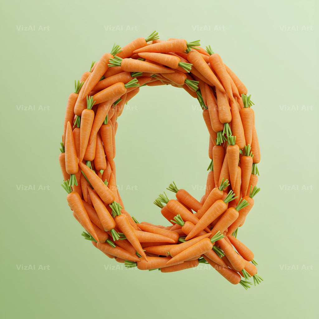Fresh Carrot Bunch alphabet letter Q