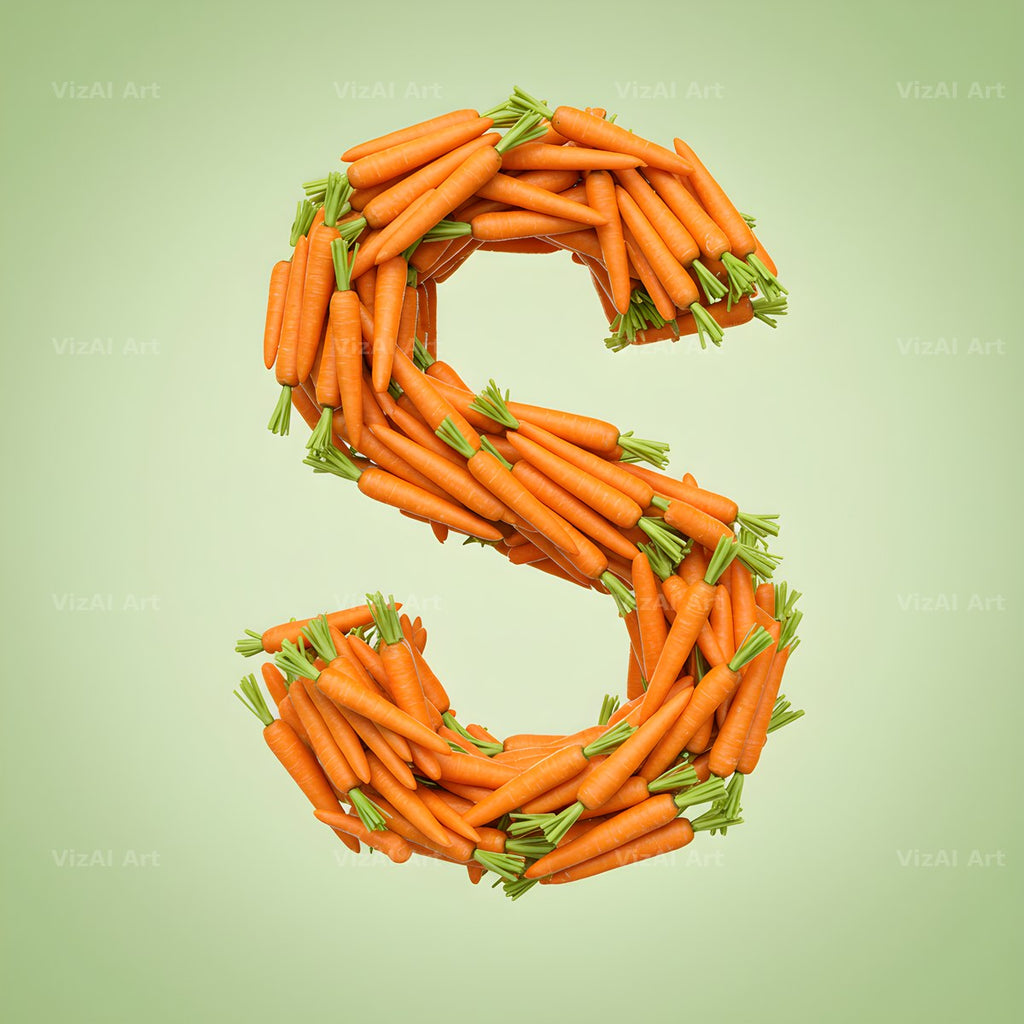 Fresh Carrot Bunch alphabet letter S