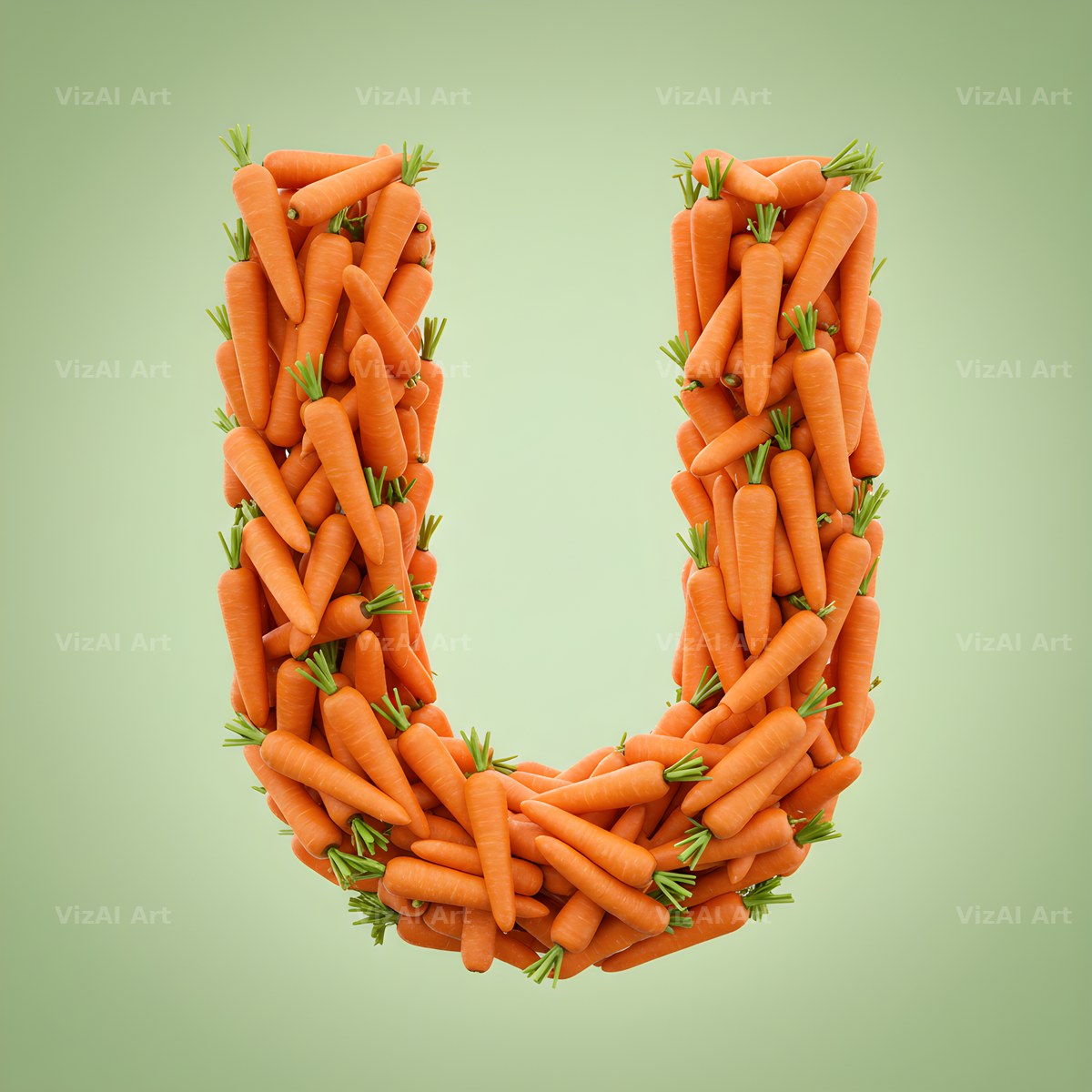 Fresh Carrot Bunch alphabet letter U