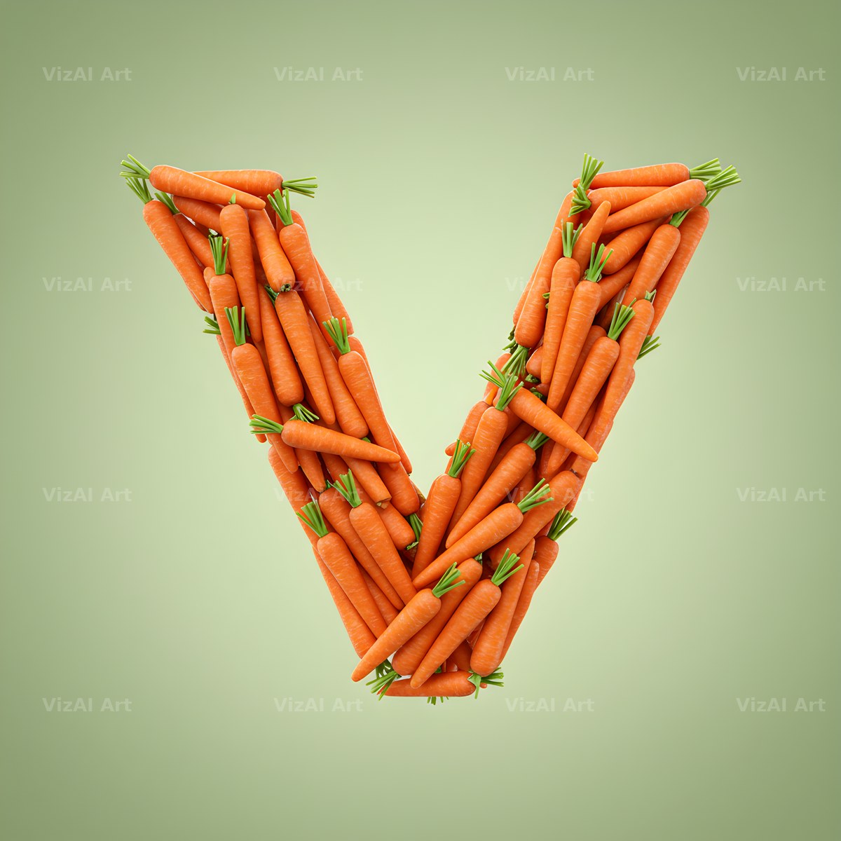 Fresh Carrot Bunch alphabet letter V